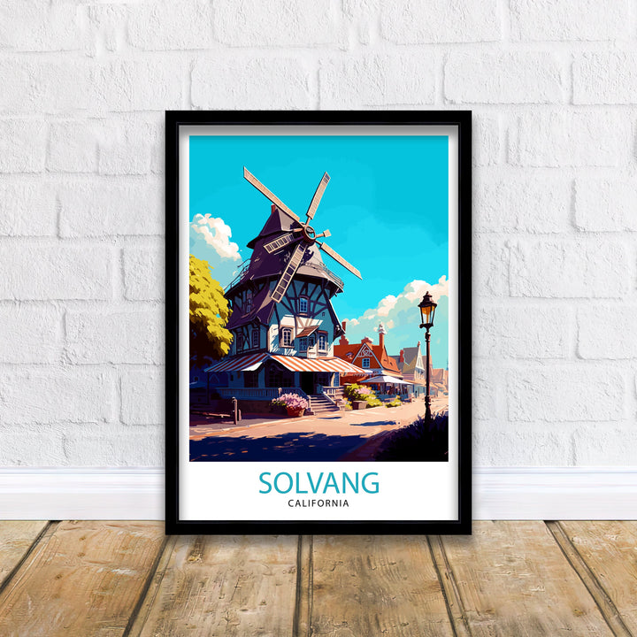 Solvang California Travel Poster Solvang Wall Decor, Solvang Home Living Decor Solvang Illustration Travel Poster Gift For Solvang