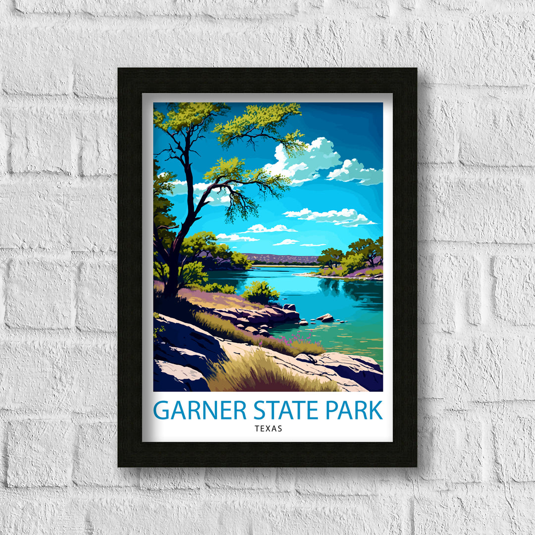 Garner State Texas Travel Poster Texas Wall Decor Texas Home Living Decor Garner State Park Illustration Travel Poster Gift for Texas Home