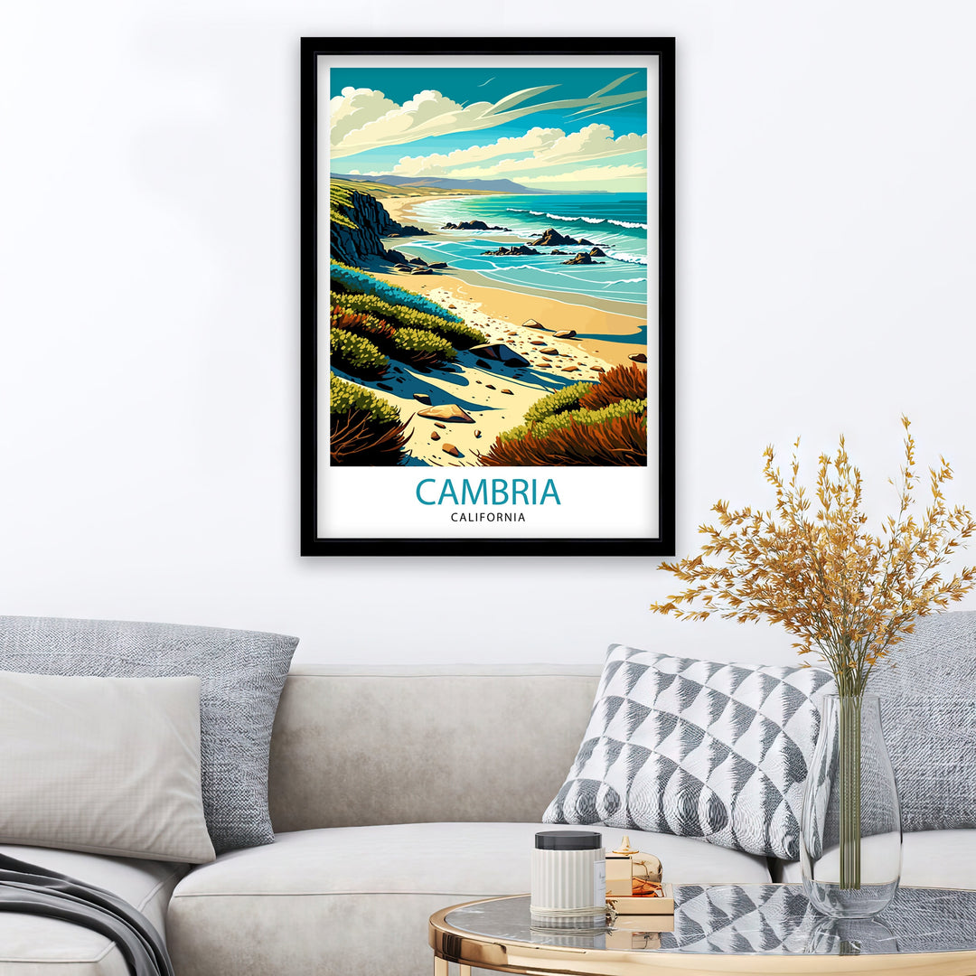 Cambria California Travel Poster Cambria Wall Art Coastal Home Decor Travel Poster Gift for Cambria California Wall Art