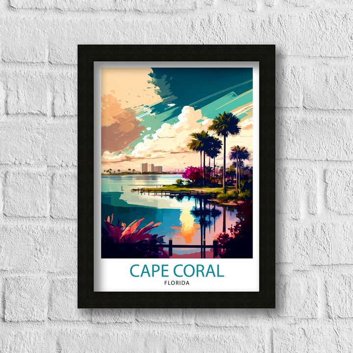 Cape Coral Travel Poster Cape Coral Wall Art Florida Travel Poster Cape Coral Illustration Cape Coral Gift Florida Home Decor