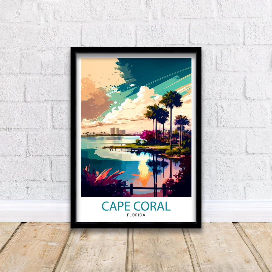 Cape Coral Travel Poster Cape Coral Wall Art Florida Travel Poster Cape Coral Illustration Cape Coral Gift Florida Home Decor