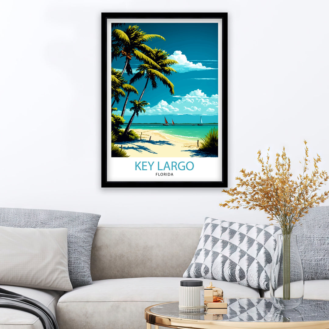 Key Largo Florida Travel Poster Key Largo Wall Art Key Largo Home Decor Key Largo Illustration Travel Poster, Florida Gift Beach House Decor