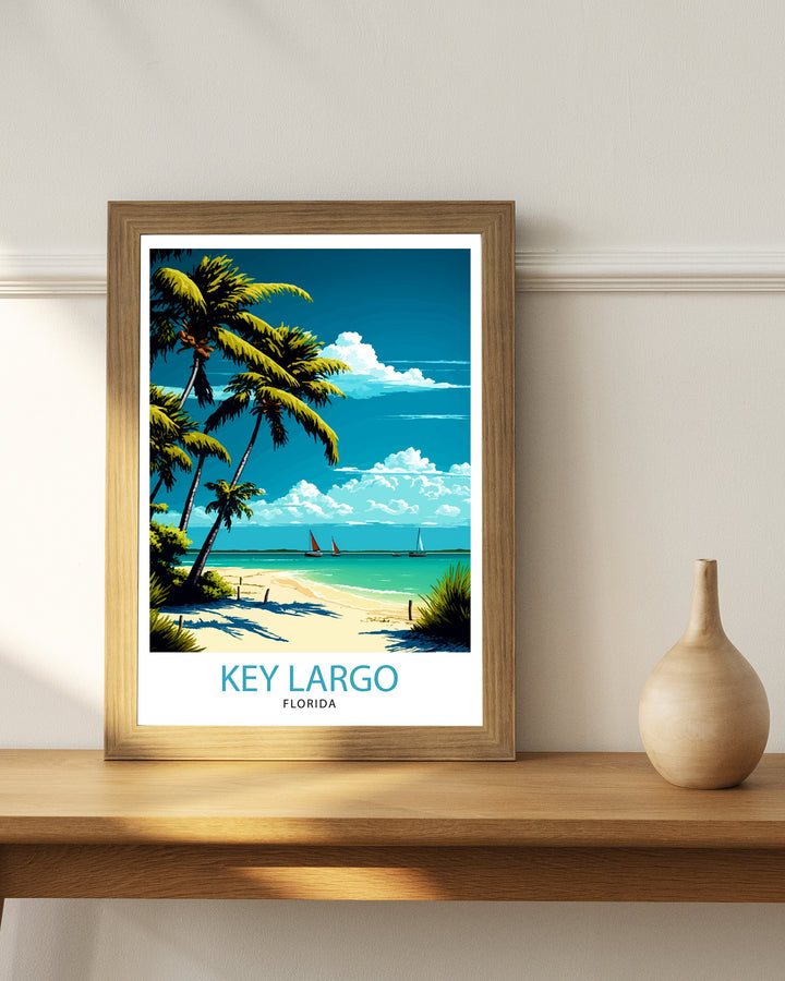 Key Largo Florida Travel Poster Key Largo Wall Art Key Largo Home Decor Key Largo Illustration Travel Poster, Florida Gift Beach House Decor