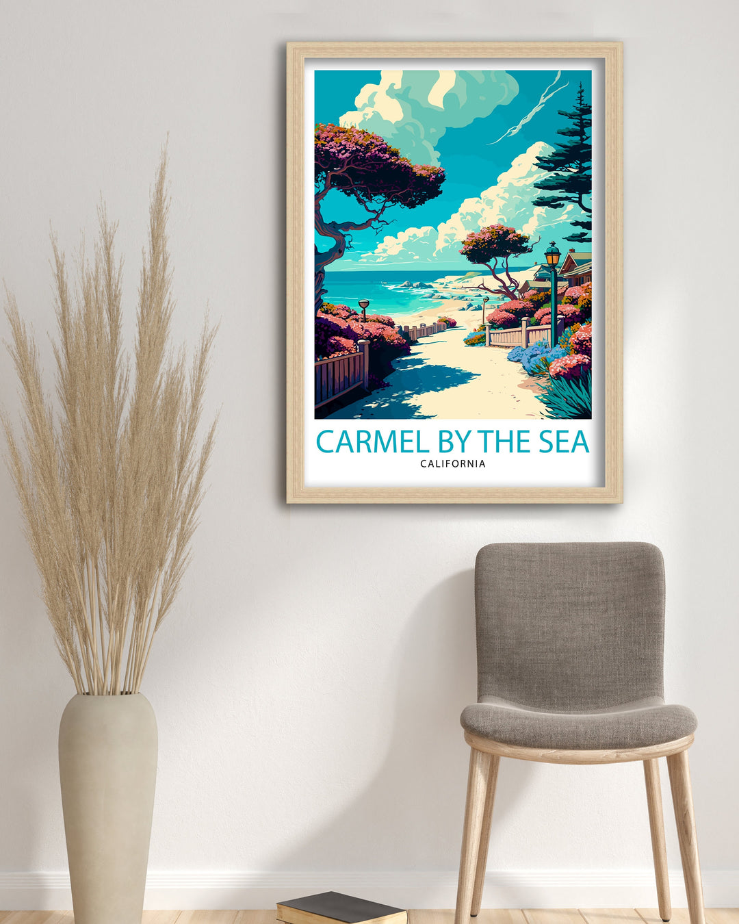 Carmel-by-the-Sea California Travel Poster Carmel Wall Art Home Living Decor Travel Poster Gift for Carmel California Coastal Decor