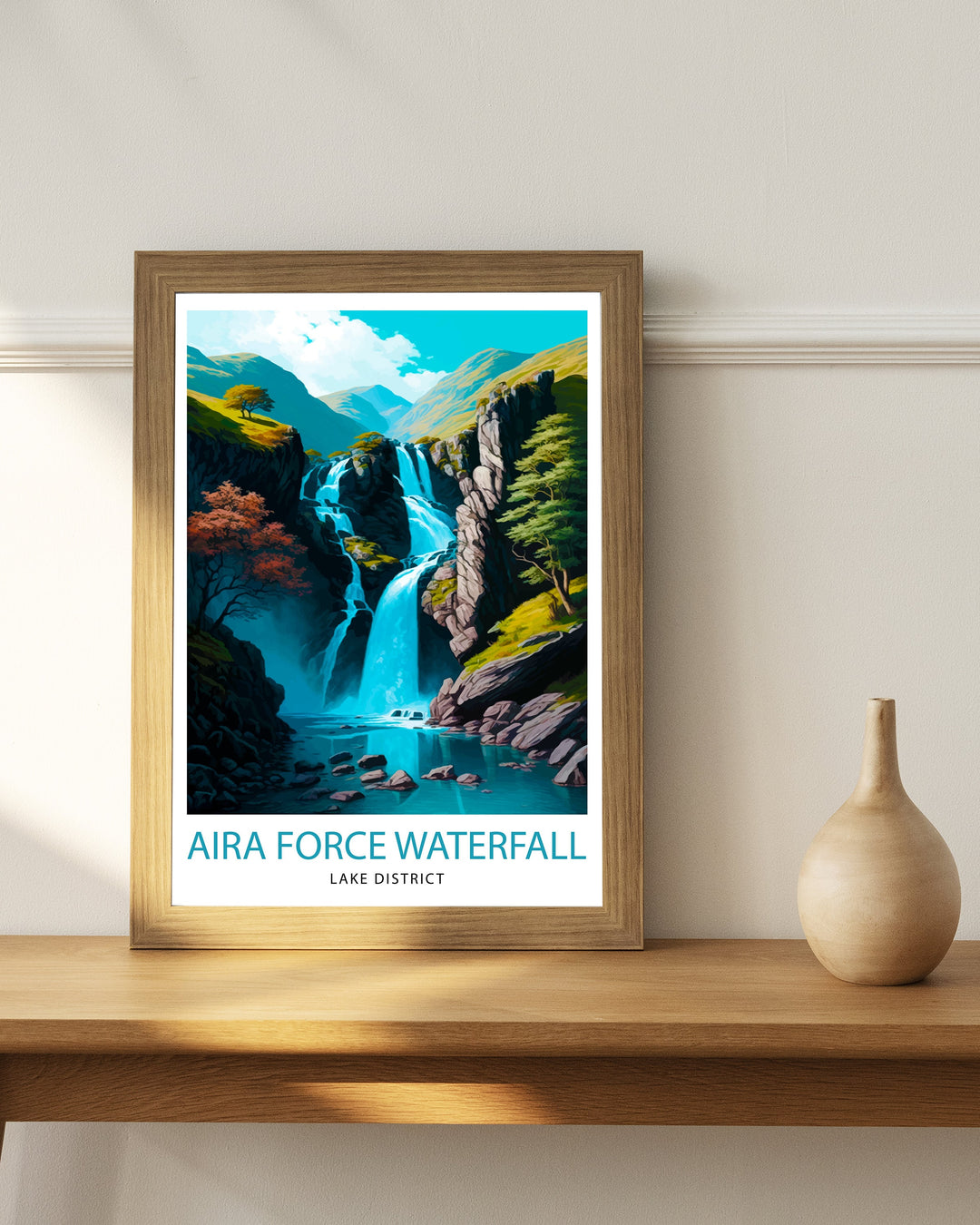 Aira Force Waterfall Lake District Travel Poster Lake District Wall Decor Lake District Home Living Decor Lake District Illustration Travel
