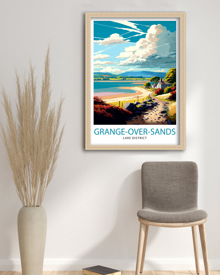 Grange Over Sands Lake District Travel Poster Lake District Wall Decor Lake District Home Living Decor Lake District IllustrationTravel