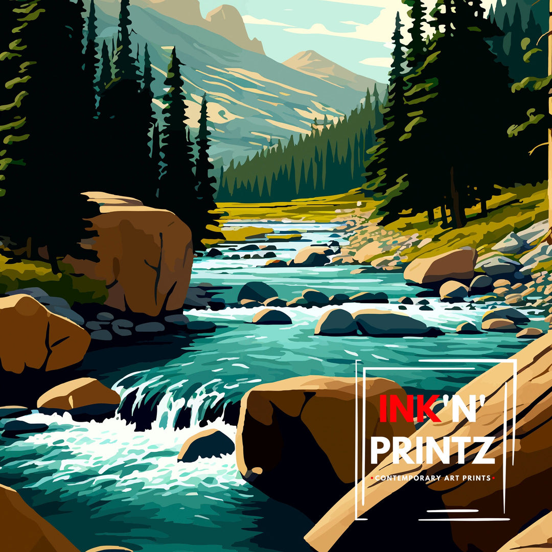 Rocky Mountains Travel Poster Mountain Wall Art Wall Art Rocky Mountain Art Rocky Mountain Colorado Art Rocky Mountain Poster