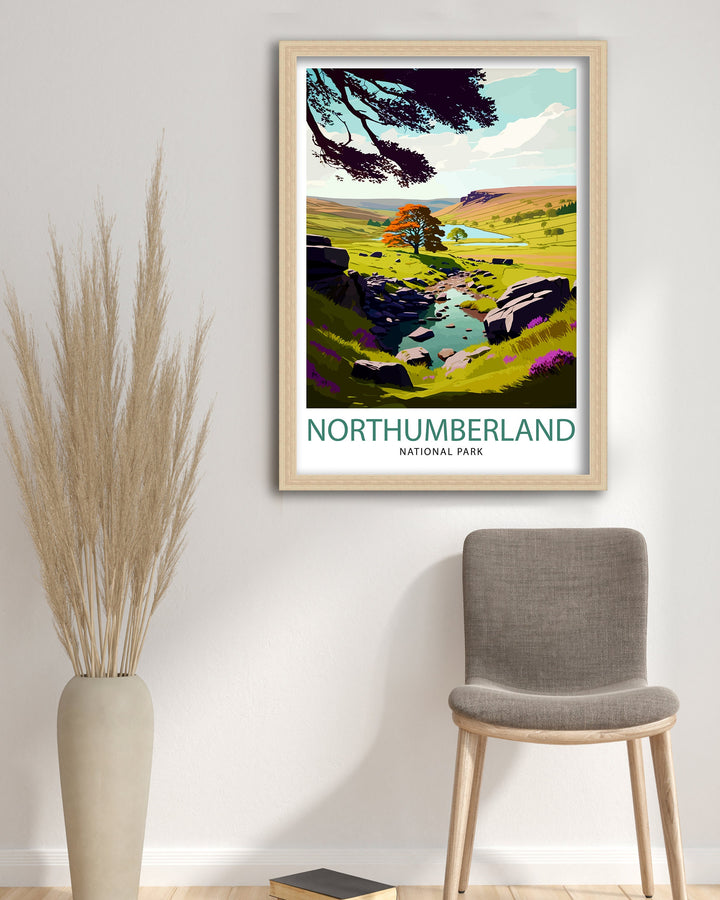 Northumberland National Park Travel Print Northumberland Wall Decor Northumberland Home Living Decor Northumberland Illustration Travel