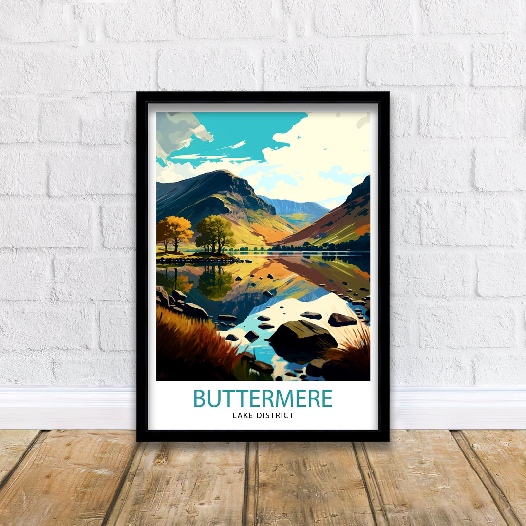 Buttermere Lake District Travel Print Buttermere Wall Decor Buttermere Home Living Decor Buttermere Illustration Travel Poster Gift