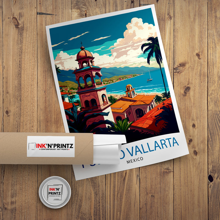 Puerto Vallarta Travel Poster Puerto Vallarta Wall Decor Puerto Vallarta Home Living Decor Puerto Vallarta Illustration Travel Poster