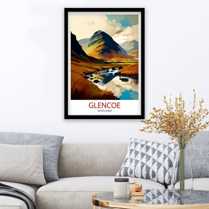 Glencoe Scotland Travel Print Wall Decor Scotland Highlands Glencoe Valley Scottish Landscape Travel Poster Scotland Home Decor