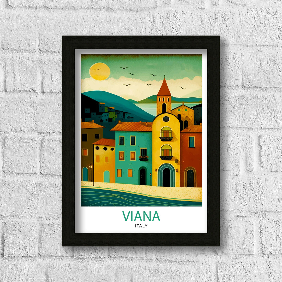 Viana Italy Travel Print Viana Wall Decor Viana Home Living Decor Viana Italy Illustration Travel Poster Gift for Viana Italy Home Decor