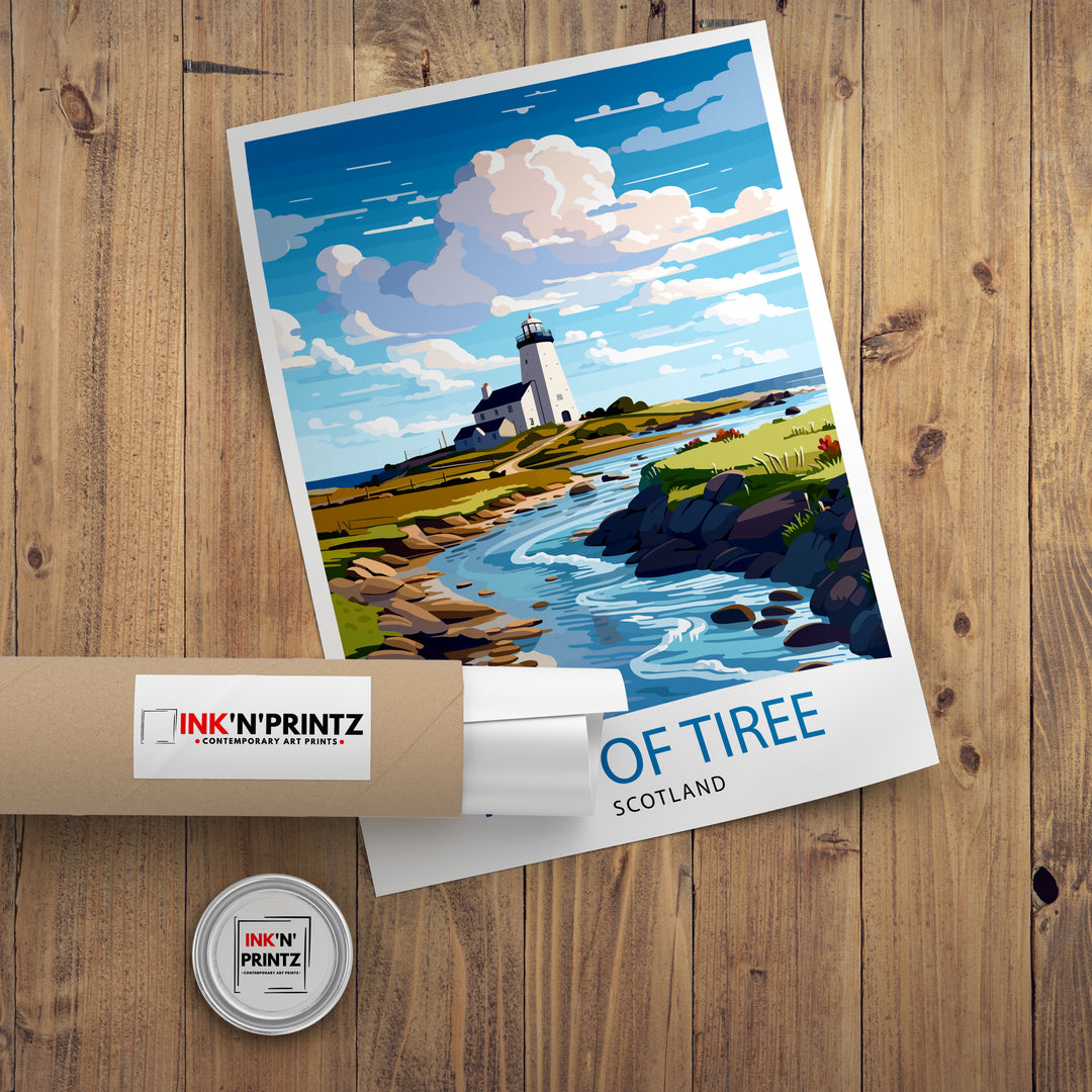 Isle of Tiree Scotland Travel Poster Tiree Wall Decor Tiree Home Living Decor Tiree Scotland Illustration Travel Poster Gift for Tiree