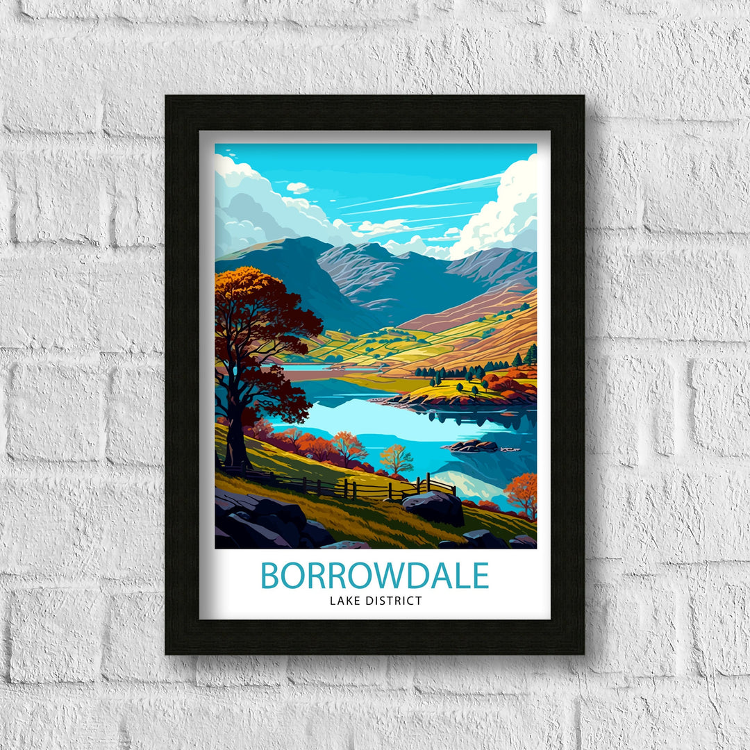 Borrowdale Lake District Travel Poster Lake District Wall Decor, Borrowdale Home Living Decor, Lake District Illustration, Travel Poster Gift