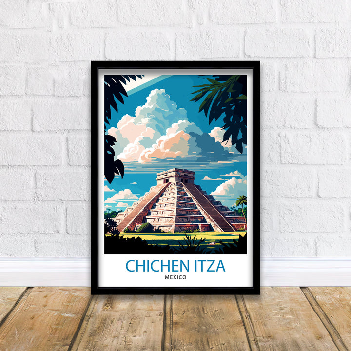 Chichen Itza Travel Poster - Mayan Ruins Wall Art - Chichen Itza Poster - Mexico Travel Posters - Chichen Itza Art Poster