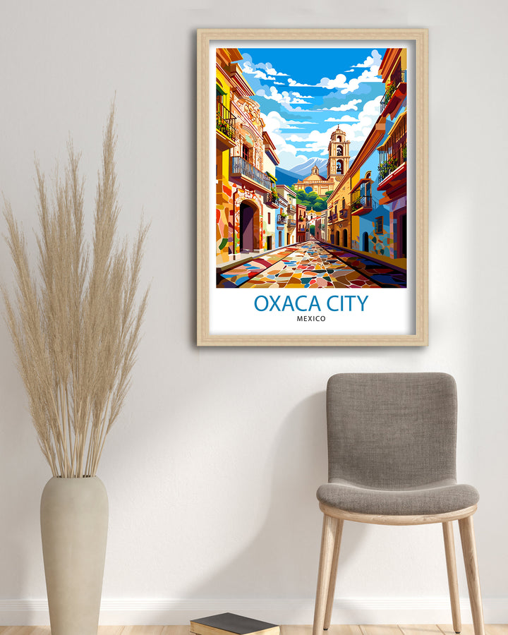 Oaxaca Mexico Travel Poster Oaxaca Wall Decor Oaxaca Home Living Decor Oaxaca Mexico Illustration Travel Poster Gift for Oaxaca Mexico Home