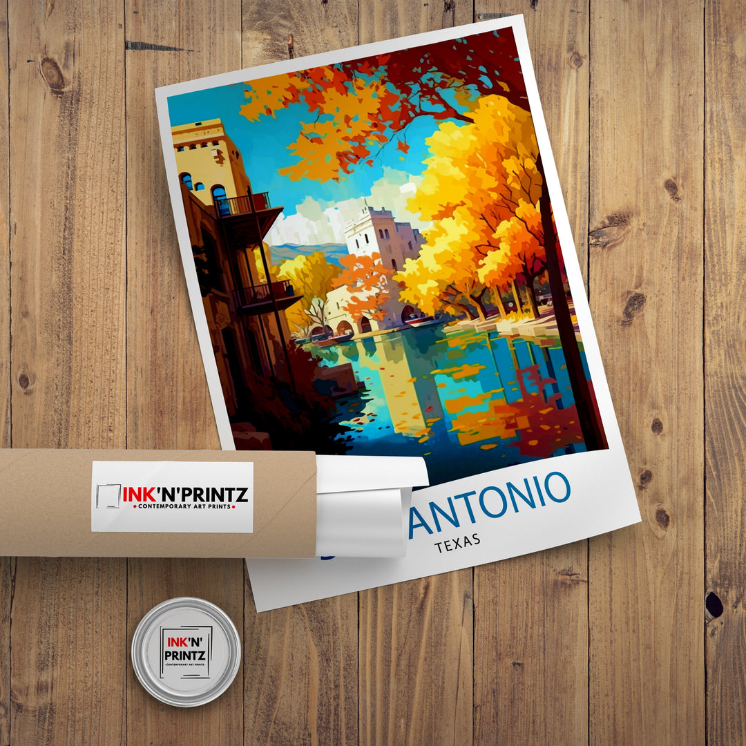 San Antonio Texas Travel Poster San Antonio Wall Decor San Antonio Home Living Decor San Antonio Illustration Travel Poster Gift