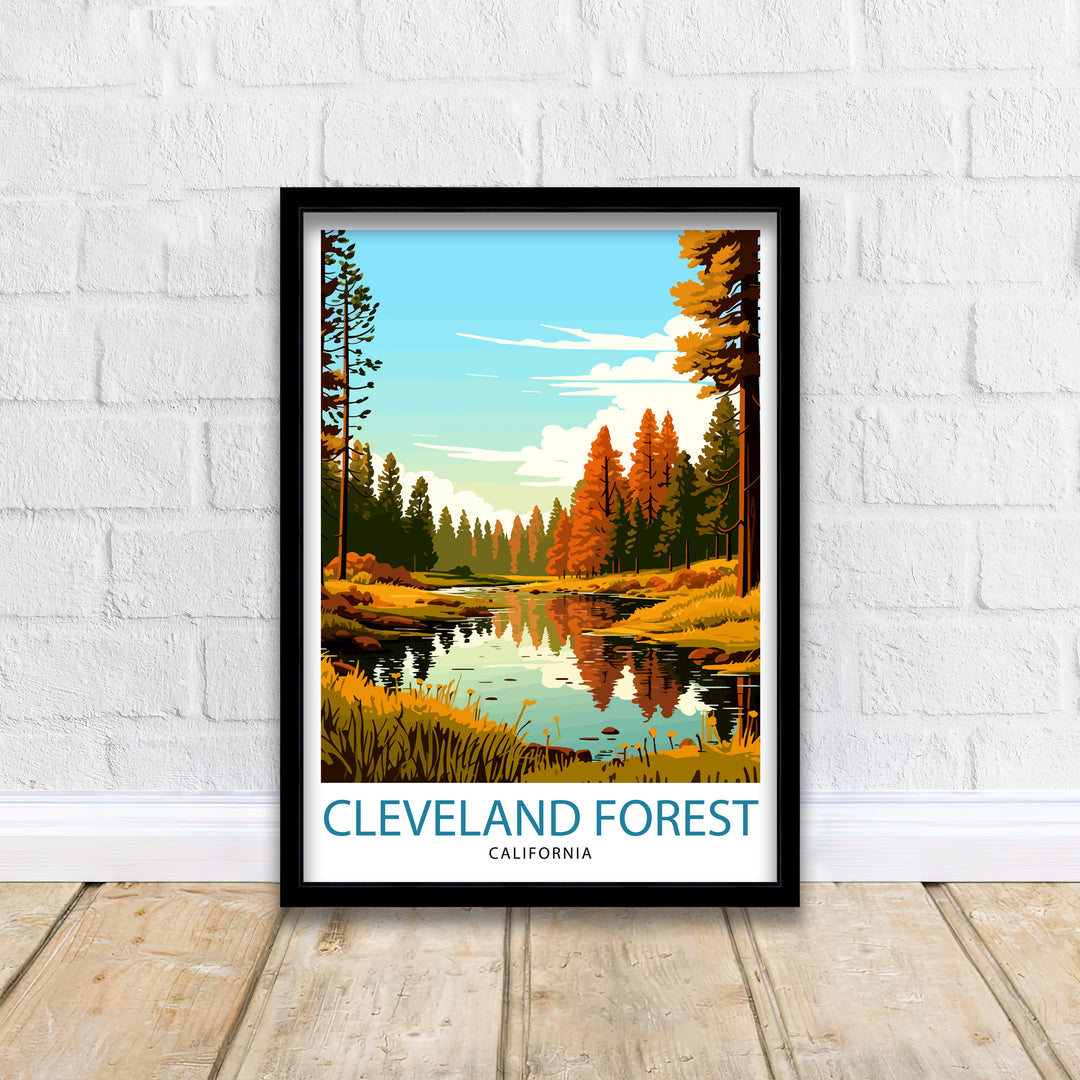 Cleveland Forest California Travel Poster Cleveland Forest Wall Decor Cleveland Forest Home Living Decor California Illustration Travel