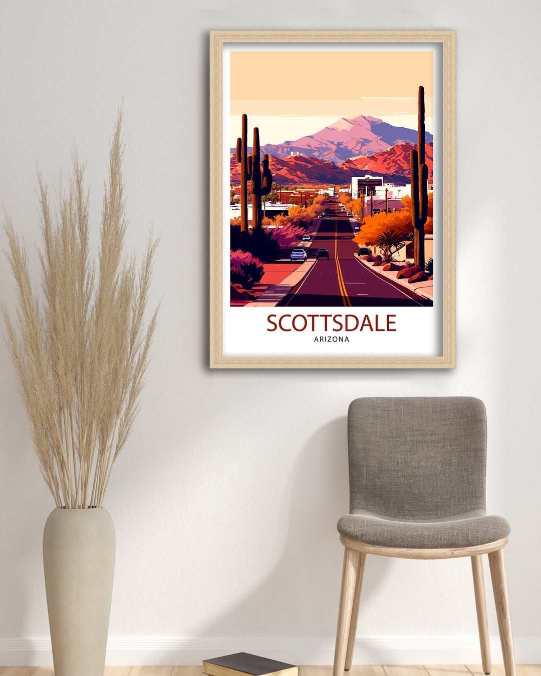 Scottsdale Arizona Travel Poster Scottsdale Wall Art Arizona Desert Poster Southwest Travel Decor Scottsdale Illustration Arizona Art Poster