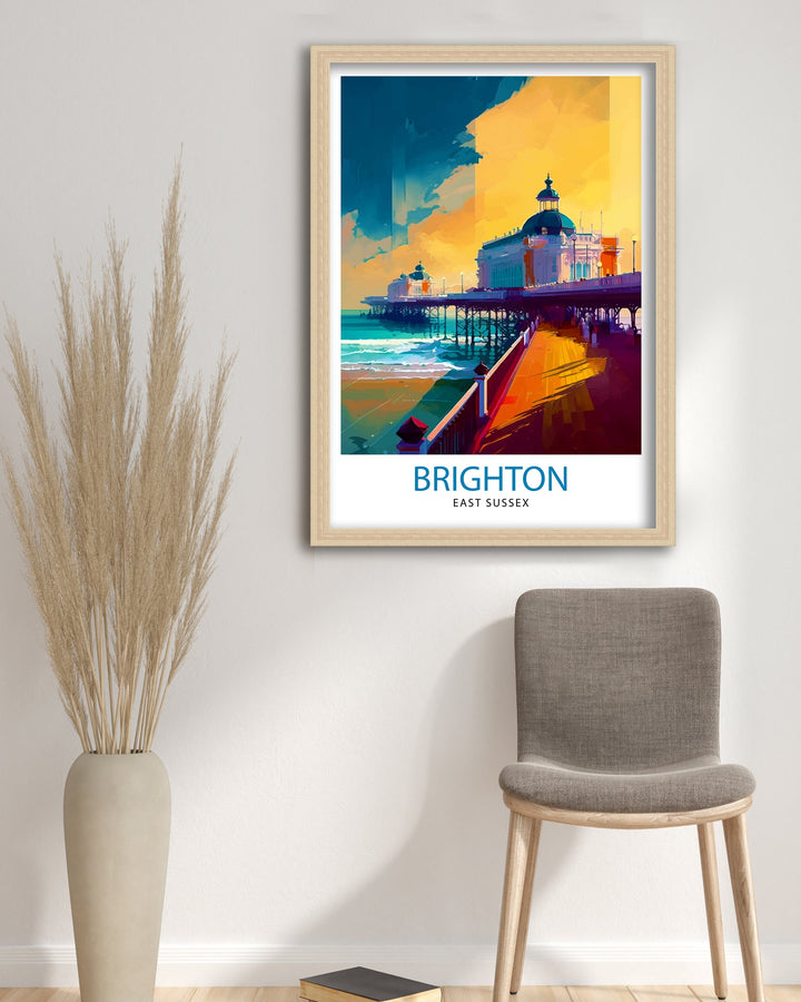 Brighton East Sussex Travel Poster Brighton Wall Decor Brighton Home Living Decor Brighton Illustration Travel Poster Gift for Brighton UK