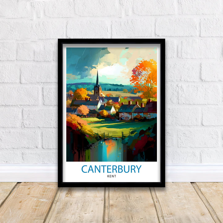 Canterbury Kent Travel Poster Canterbury Wall Decor Canterbury Home Living Decor Canterbury Kent Illustration Travel Poster Gift