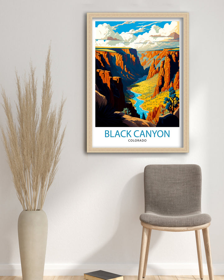 Black Canyon Colorado Travel Poster Black Canyon Wall Art Colorado Travel Poster Nature Landscape Poster Colorado Home Decor