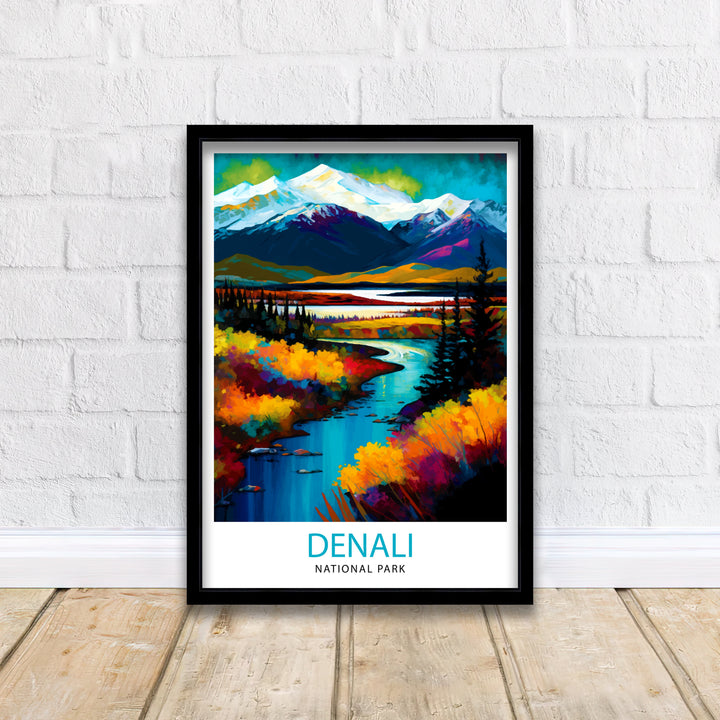 Denali National Park Alaska Travel Poster Denali Wall Decor Denali Poster Alaska Travel Posters Denali Art Poster Denali Illustration