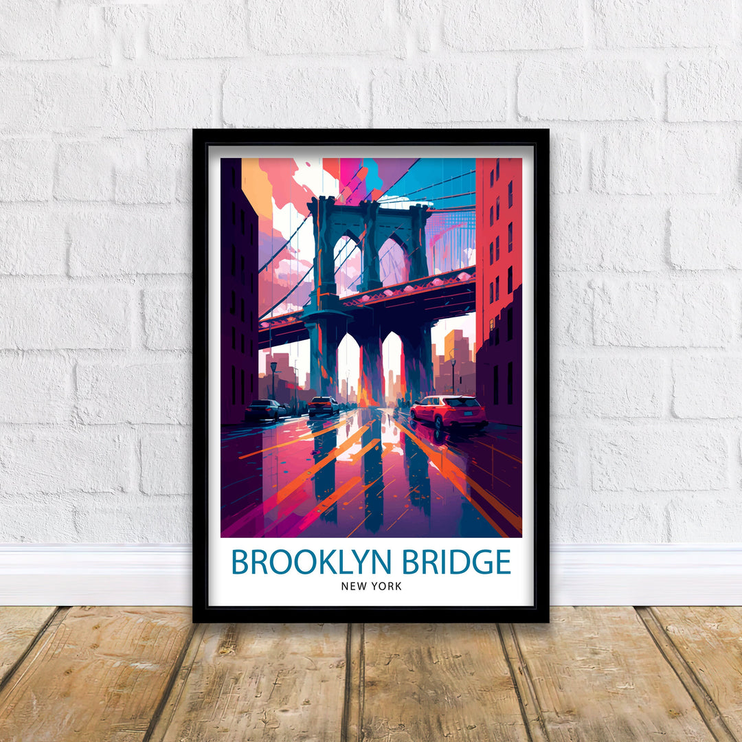 Brooklyn Bridge New York Travel Poster - Brooklyn Bridge Wall Decor - Brooklyn Bridge Poster New York Travel Posters Brooklyn Bridge Art Poster