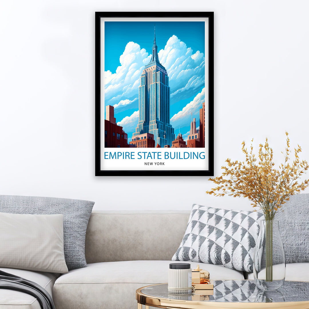 Empire State Building Travel Poster New York City Wall Art NYC Skyline Decor Travel Poster Urban Architecture Poster Home Decor