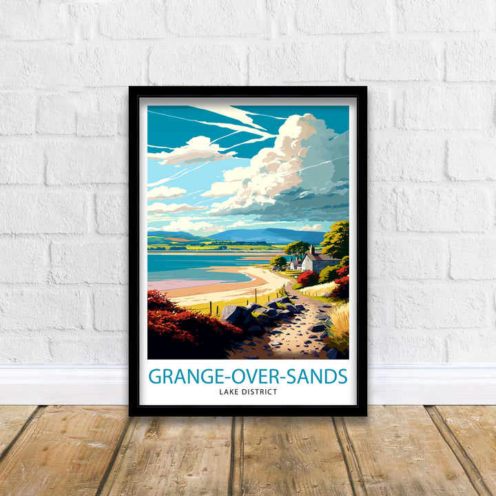 Grange Over Sands Lake District Travel Poster Lake District Wall Decor Lake District Home Living Decor Lake District IllustrationTravel