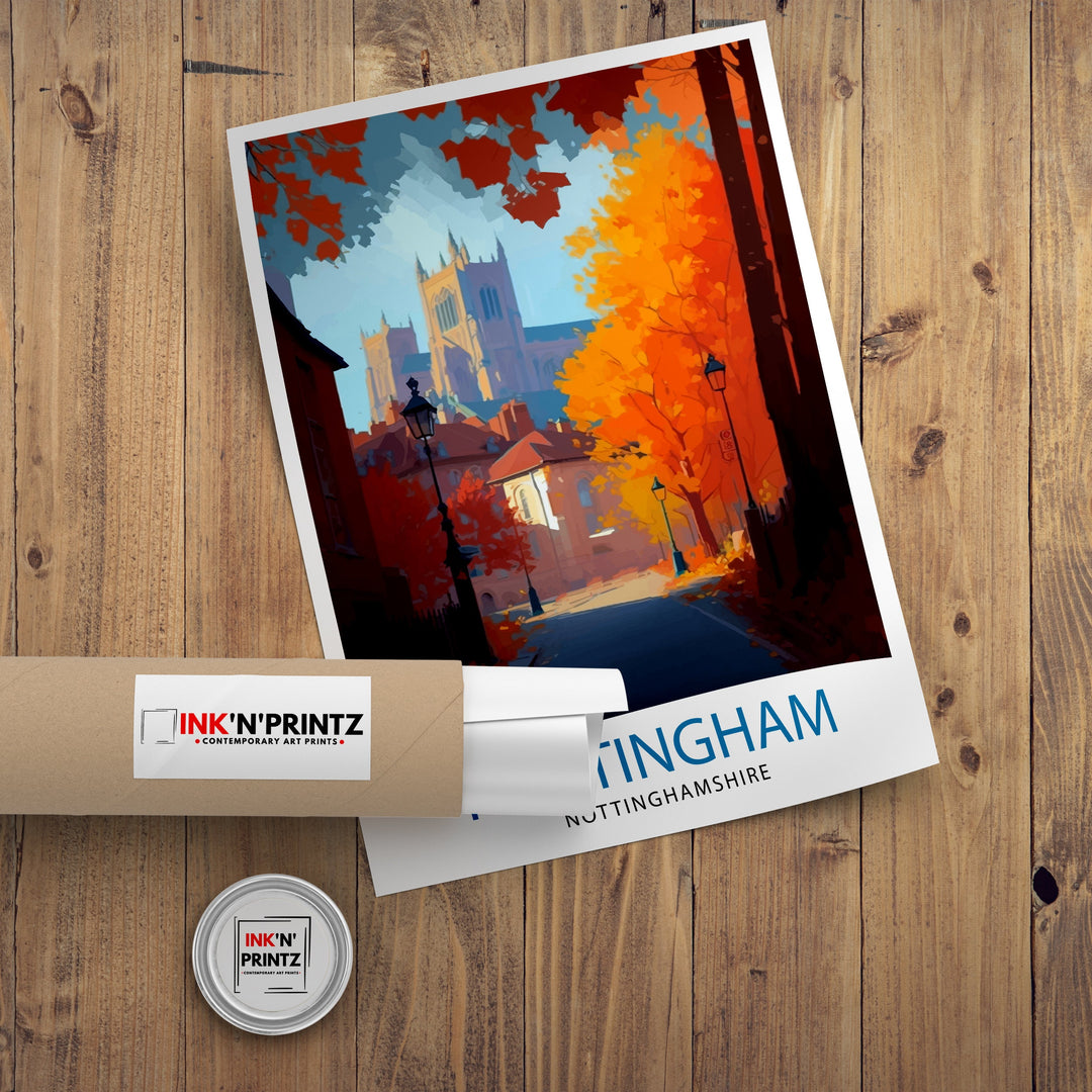 Nottingham Nottinghamshire Travel Poster Nottingham Wall Decor Nottingham Poster UK Travel Posters Nottinghamshire Art Poster Nottingham