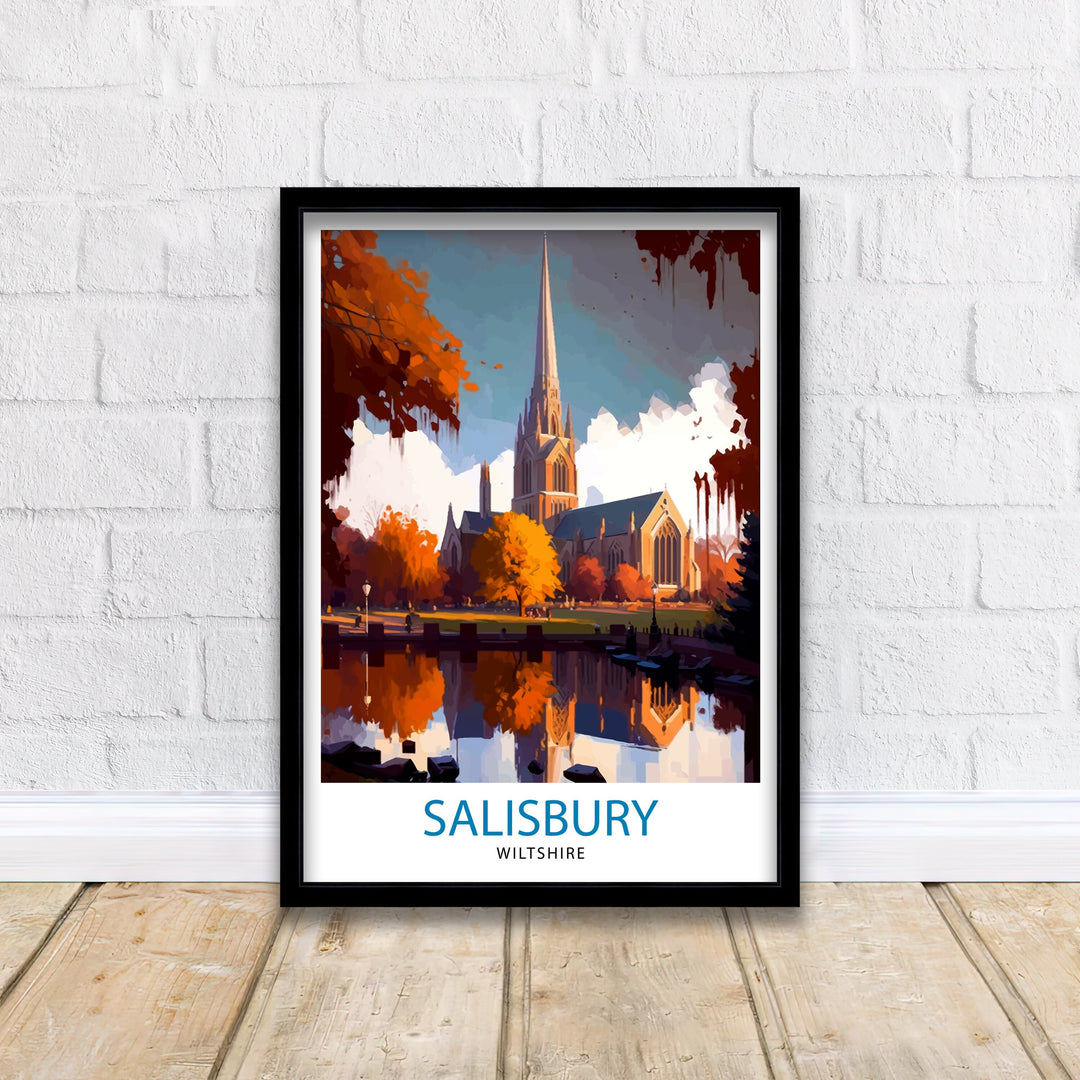 Salisbury Wiltshire Travel Poster Salisbury Wall Decor Salisbury Poster Wiltshire Travel Posters Salisbury Art Poster Salisbury Illustration