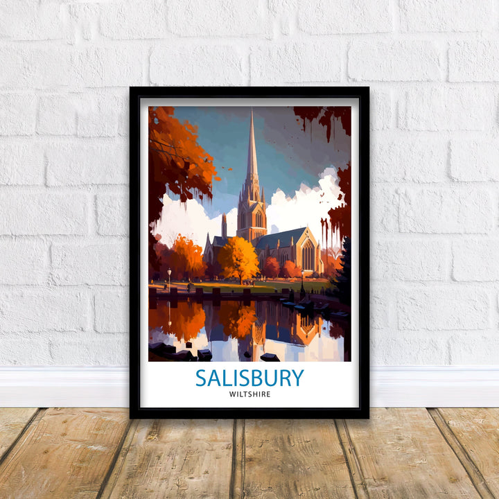 Salisbury Wiltshire Travel Poster Salisbury Wall Decor Salisbury Poster Wiltshire Travel Posters Salisbury Art Poster Salisbury Illustration