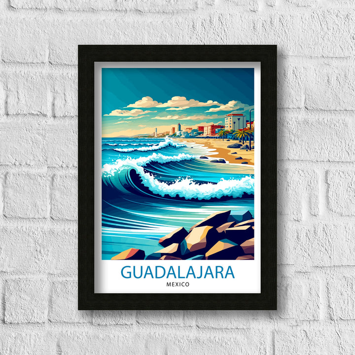 Guadalajara Mexico Travel Poster Guadalajara Wall Decor Guadalajara Home Living Decor Guadalajara Mexico Illustration Travel Poster