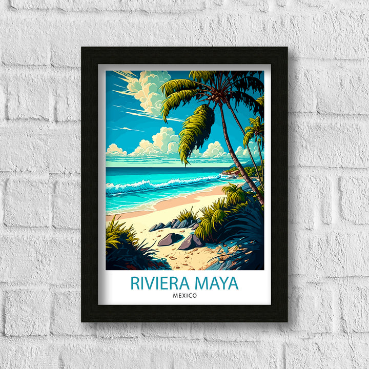 Riviera Maya Mexico Travel Poster Riviera Maya Wall Decor Riviera Maya Home Living Decor Riviera Maya Illustration Travel Poster