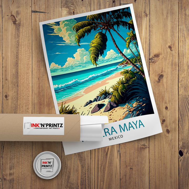 Riviera Maya Mexico Travel Poster Riviera Maya Wall Decor Riviera Maya Home Living Decor Riviera Maya Illustration Travel Poster