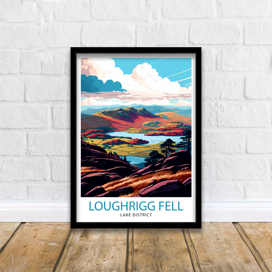 Loughrigg Fell Lake District Travel Poster Lake District Wall Decor Loughrigg Fell Home Living Decor Lake District Illustration Travel Poster