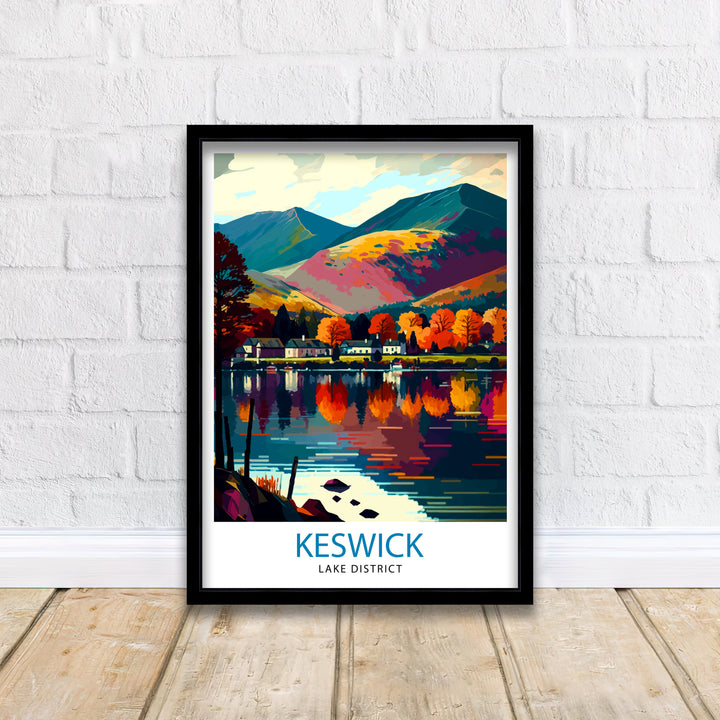 Keswick Lake District Travel Poster Lake District Wall Decor Keswick Home Living Decor Lake District Illustration Travel Poster