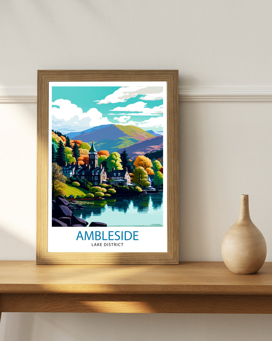 Ambleside Lake District Travel Poster Lake District Wall Decor Ambleside Home Living Decor Ambleside Illustration Travel Poster