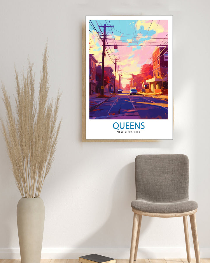 Queens, New York City Travel Poster Queens Wall Decor Queens Poster NYC Travel Posters Queens Art Poster Queens Illustration Queens Wall Art