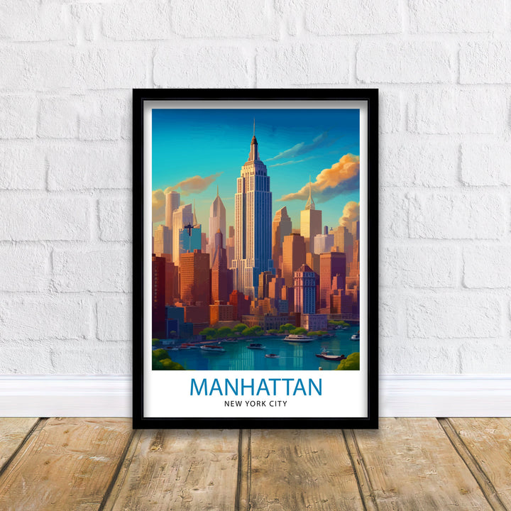 Manhattan Travel Poster Manhattan Wall Decor Manhattan Poster New York City Travel Posters Manhattan Art Poster Manhattan Illustration