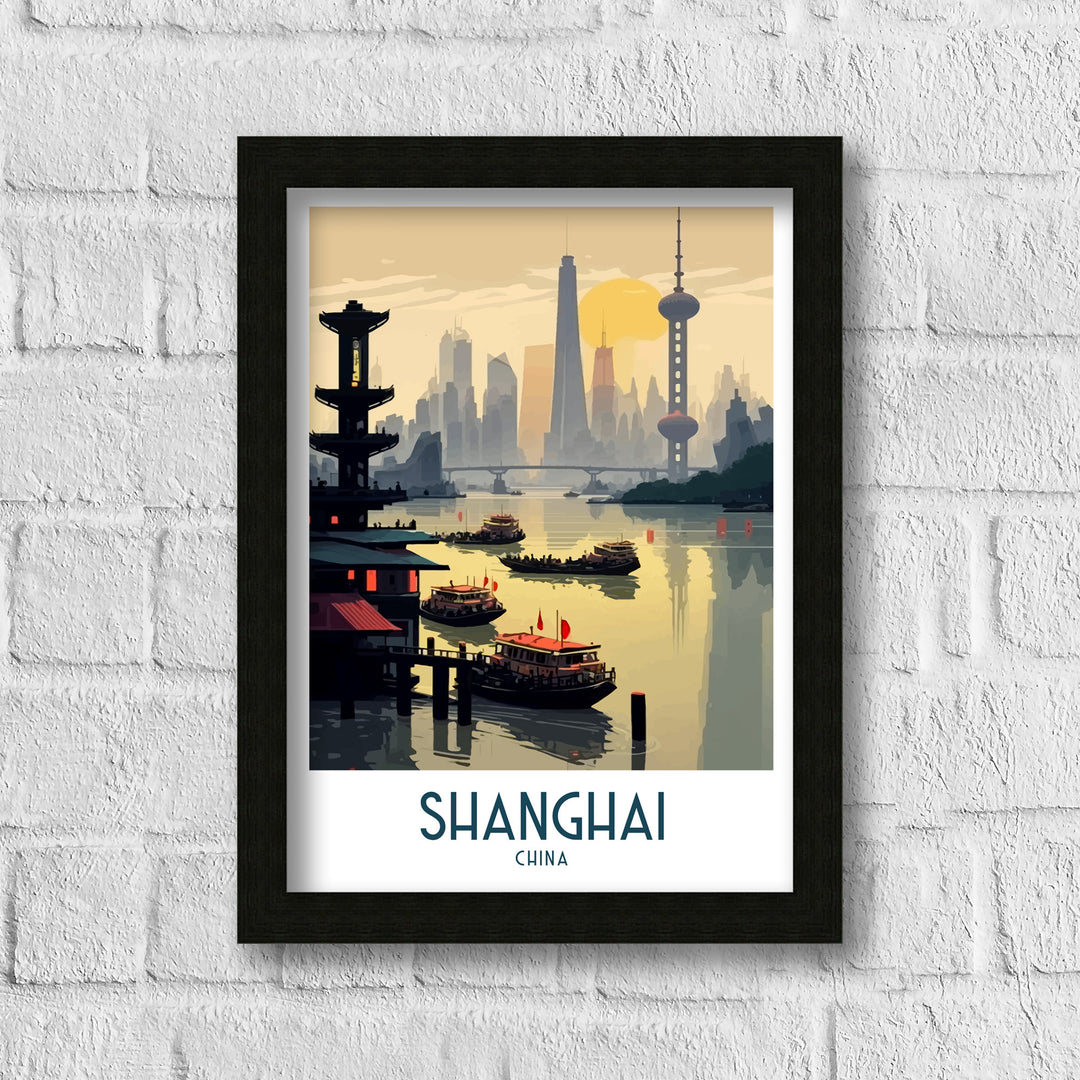 Shanghai China Travel Poster Shanghai Wall Art China Travel Poster Shanghai Illustration Travel Poster Gift for Shanghai China Home Decor