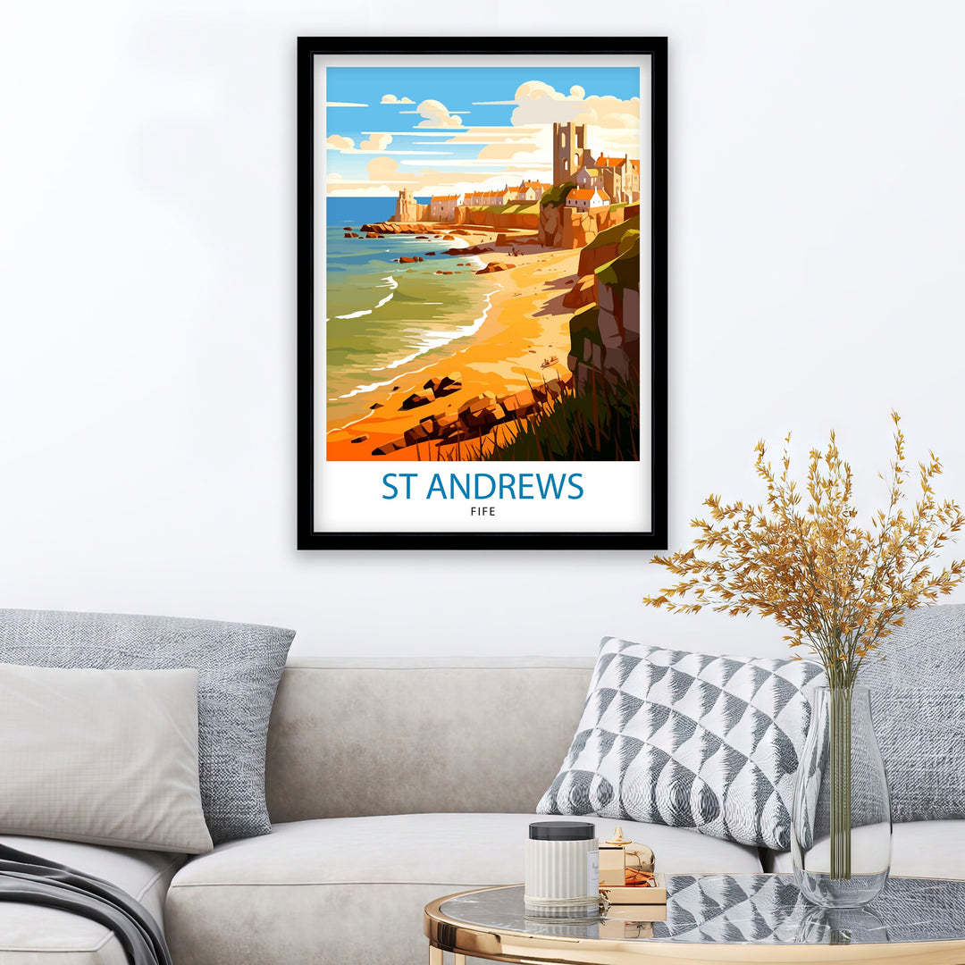 St Andrews Fife Travel Poster St Andrews Wall Decor St Andrews Poster Scotland Travel Posters St Andrews Art Poster St Andrews Illustration