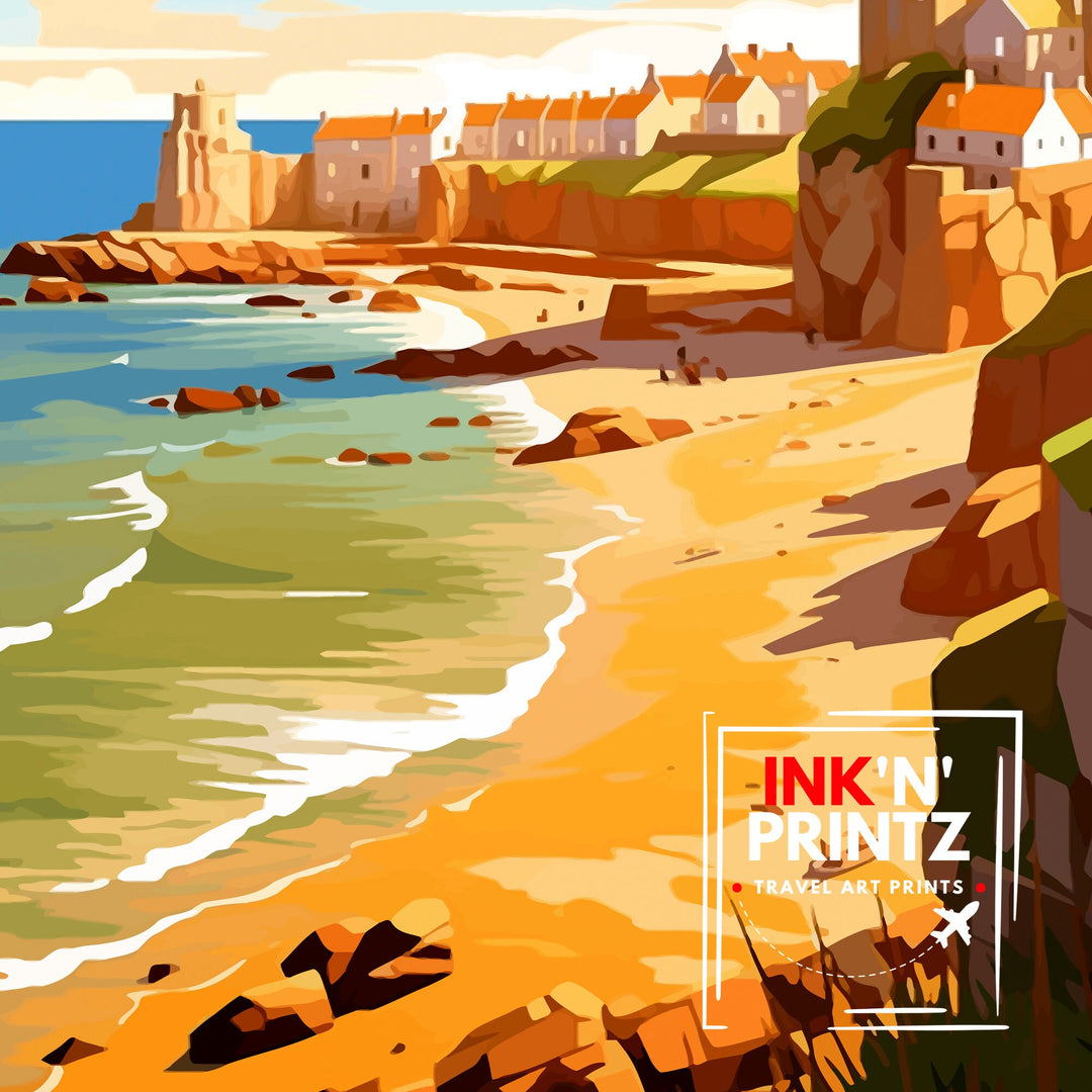 St Andrews Fife Travel Poster St Andrews Wall Decor St Andrews Poster Scotland Travel Posters St Andrews Art Poster St Andrews Illustration