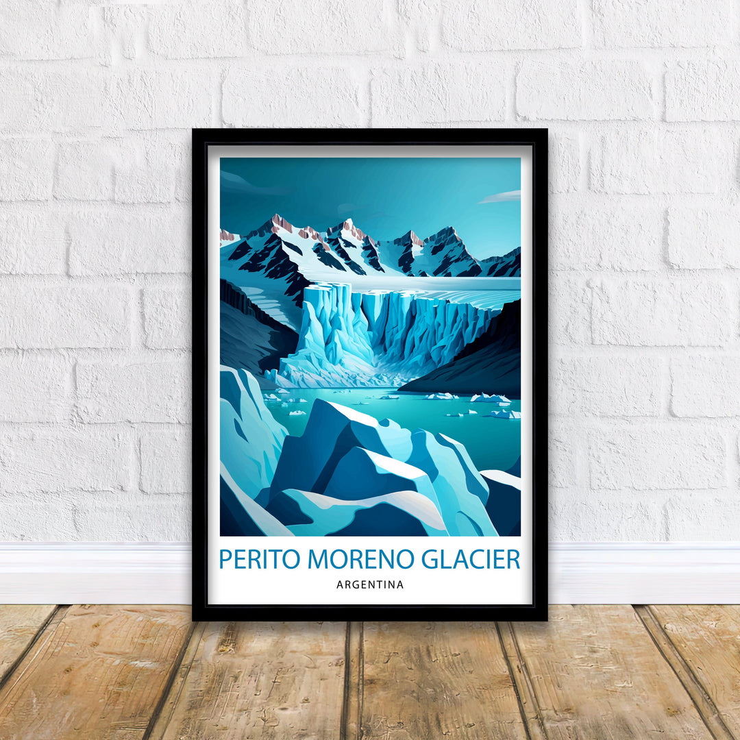 Perito Moreno Glacier Travel Poster Glacier Wall Decor Glacier Art Poster Argentina Travel Poster Patagonia Poster Nature Landscape Art