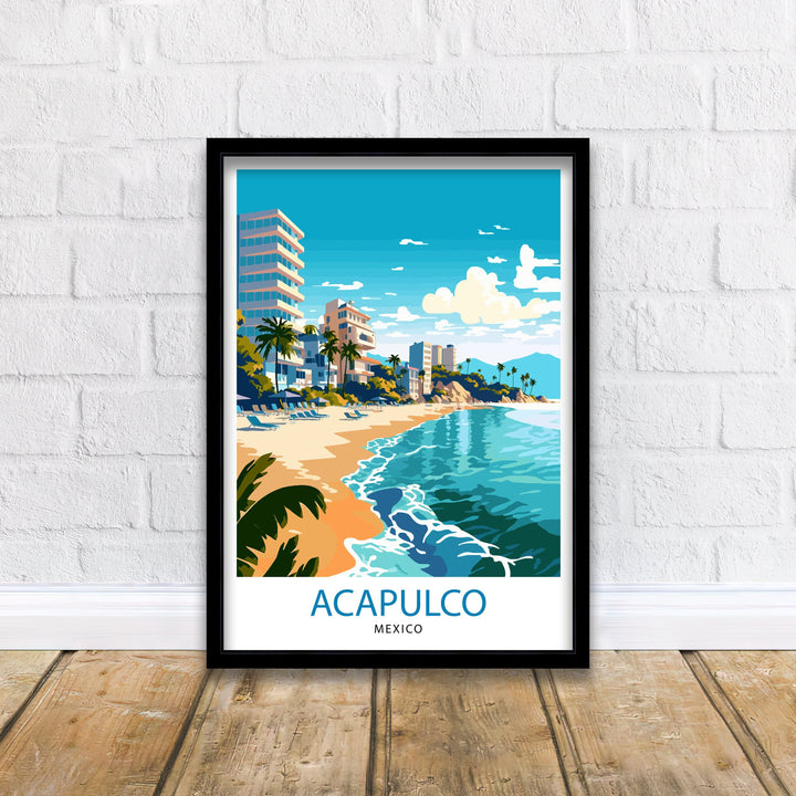 Acapulco Mexico Travel Poster Acapulco Wall Decor Acapulco Home Living Decor Acapulco Mexico Illustration Travel Poster Gift For Acapulco