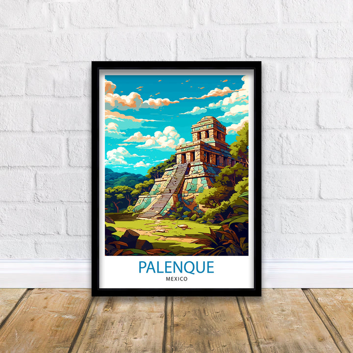 Palenque Mexico Travel Poster Palenque Wall Decor Palenque Home Living Decor Palenque Mexico Illustration Travel Poster Gift for Palenque