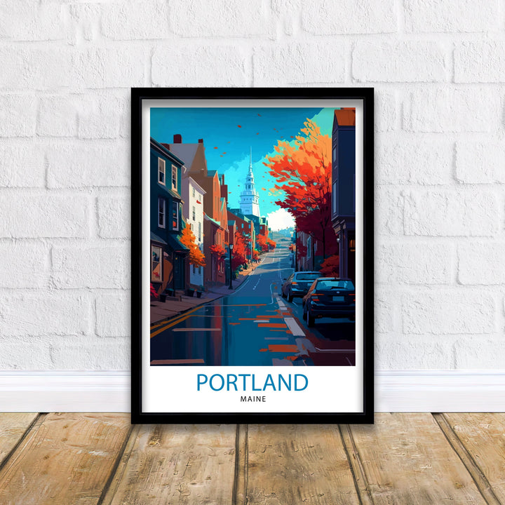 Portland Maine Travel Poster Portland Wall Decor Portland Home Living Decor Portland Maine Illustration Travel Poster Gift for Portland Maine