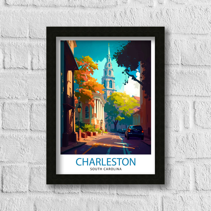 Charleston South Carolina Travel Poster Charleston Wall Decor, Charleston Home Living Decor Charleston Illustration Travel Poster Gift