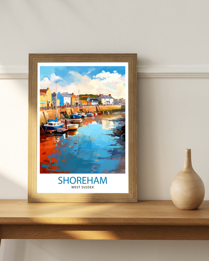 Shoreham Harbour Travel Poster Shoreham Harbour Wall Decor Shoreham Harbour Poster Coastal Travel Posters Shoreham Harbour Art Poster Shoreham